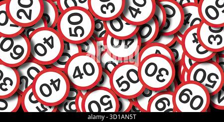 Signalisation routière et routière. Panneaux réglementaires : ces panneaux dictent les règles de circulation et sont souvent noirs, blancs et rouges, bien que les couleurs puissent varier. Exemples : arrêt, rendement, limite de vitesse et ne pas entrer. Panneaux d'avertissement : ces panneaux avertissent les conducteurs des dangers potentiels et des conditions à venir. Les exemples incluent des panneaux pour les routes sinueuses, les passages à cerfs et les passages pour piétons. Ces signes sont souvent jaunes ou fluorescents jaune/vert. Panneaux de guidage et d'information : ces panneaux fournissent des indications directionnelles ou des informations générales. Des exemples incluent les panneaux directionnels avec des flèches et les panneaux pour les services. Banque D'Images