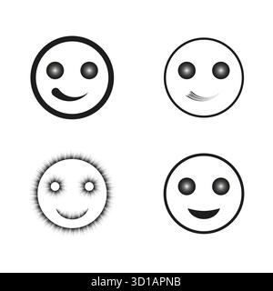 Icônes de visage heureux. Soulignez le symbole d'émotion. Emblème Smile Vector. Interface utilisateur joyeuse. Illustration de Vecteur