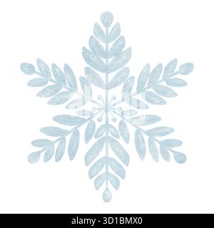 Flocon de neige aquarelle dans des tons bleus délicats, peint dans un style doux dessiné à la main. Parfait pour les cartes d'hiver, les invitations de vacances, le papier d'emballage Banque D'Images