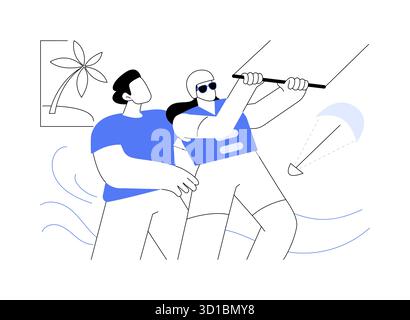 Découvrez des illustrations vectorielles de dessins animés isolés de kitesurf. Illustration de Vecteur