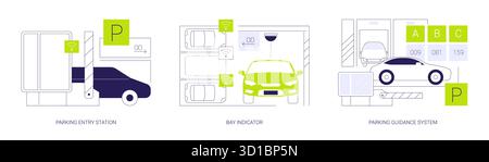 Système de gestion de stationnement intelligent illustrations vectorielles isolées se Illustration de Vecteur