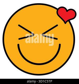 Visage souriant heureux avec un symbole de coeur sur le dessus Illustration de Vecteur