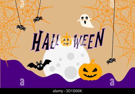 Ensemble de cartes de vœux et bannières d'Halloween Illustration de Vecteur