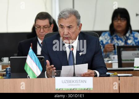 Rio de Janeiro, Brésil, 6 juillet 2025. Premier vice-président du Sénat du Parlement ouzbek Sodiq Solihovich Safoyev lors d'une réunion à Banque D'Images