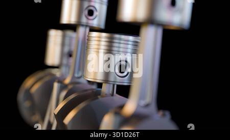 Une illustration 3d de pistons, bielles et vilebrequin, véhiculant une ingénierie mécanique de précision. Banque D'Images