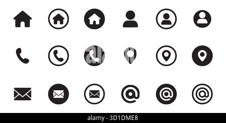 Icône de communication définie. Pack vectoriel monochrome pour UX Design. Illustration de Vecteur