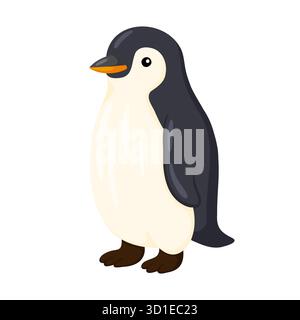 Pingouin simple de style dessin animé debout dans la vue latérale avec dos noir et poitrine blanche. Ce vecteur propre est idéal pour les livres pour enfants, les conceptions éducatives, wi Illustration de Vecteur
