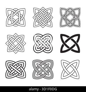 Celtic Knot Icons Set - ornements géométriques entrelacés vectoriels et dessins de noeud sans fin Illustration de Vecteur