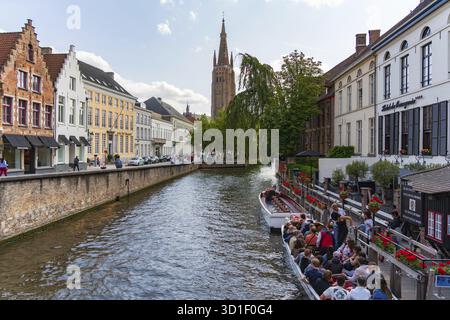 Rozenhoedkaai, Quai Rosaire, la partie la plus célèbre du canal à Bruges, Belgique Banque D'Images
