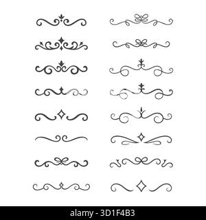 Collection de séparateurs fleuris élégants - lignes de tourbillon ornées vectorielles et séparateurs de texte calligraphiques Illustration de Vecteur