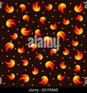 Motif de flamme sur fond sombre. Texture de feu abstraite sans couture pour un design dynamique Illustration de Vecteur