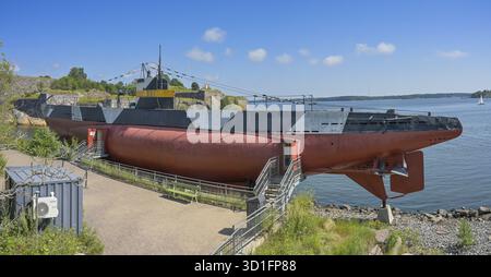 Musée sous-marin Vesikko, forteresse maritime de l'île de Suomenlinna, Helsinki, Finlande Banque D'Images