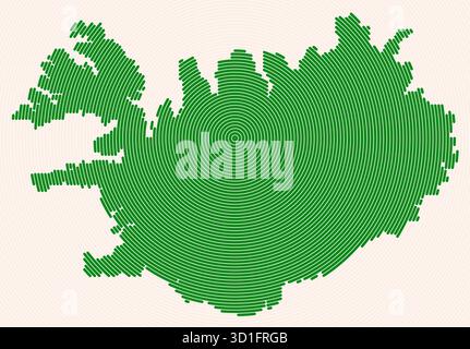 Anneaux en forme d'Islande. Carte du pays formée par des cercles empilés. Conception de la forme limite Islande. Illustration vectorielle artistique. Illustration de Vecteur