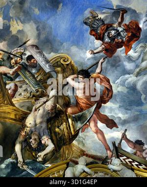 Prix de Mars dans le Palais Pitti Florence Italie par Pietro da Cortona 1596/7 - 1669 a été un peintre Baroque Italien et architecte.( dans l'ancienne religion romaine et du mythe, Mars était le dieu de la guerre gardien agricole ) Gardien de soldats et paysans, dieu de la guerre, de la destruction, et de la masculinité. Banque D'Images