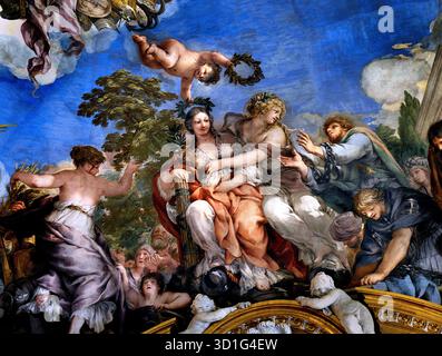 Prix de Mars dans le Palais Pitti Florence Italie par Pietro da Cortona 1596/7 - 1669 a été un peintre Baroque Italien et architecte.( dans l'ancienne religion romaine et du mythe, Mars était le dieu de la guerre gardien agricole ) Gardien de soldats et paysans, dieu de la guerre, de la destruction, et de la masculinité. Banque D'Images