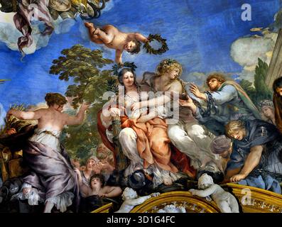 Prix de Mars dans le Palais Pitti Florence Italie par Pietro da Cortona 1596/7 - 1669 a été un peintre Baroque Italien et architecte.( dans l'ancienne religion romaine et du mythe, Mars était le dieu de la guerre gardien agricole ) Gardien de soldats et paysans, dieu de la guerre, de la destruction, et de la masculinité. Banque D'Images