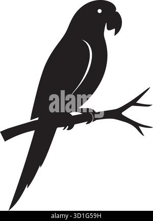 oiseau perroquet assis dans la silhouette brunch arbre Illustration de Vecteur