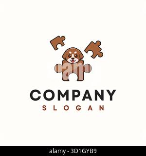 Dog Puzzle logo avec la couleur brune dans le modèle de conception vectorielle de style plat. Illustration vectorielle Illustration de Vecteur