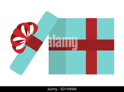 Ouvrez la boîte cadeau. Présence d'explosion de confettis. Forfait surprise festif. Illustration de célébration vectorielle. Illustration de Vecteur