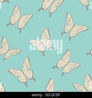 Modèle sans couture avec des papillons décoratifs dans le style scandinave. Conception carte de voeux et invitation de mariage, anniversaire, Saint Valentin Illustration de Vecteur