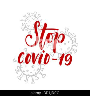 Illustration vectorielle avec lettrage à la main mot coronavirus. Modèle pour la publicité, enseigne, impression, affiche. Concept du coronavirus de Wuhan 2019-nCoV Illustration de Vecteur