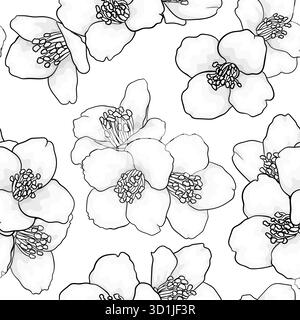 modèle sans couture avec des fleurs noires et blanches marguerite. illustration vectorielle. conception pour cartes de voeux et invitations de mariage, anniversaire Illustration de Vecteur