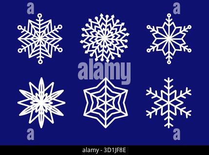 Silhouette de flocon de neige noir et blanc. Élément de conception pour les cartes de vœux de vacances et les invitations de Joyeux Noël et bonne année Illustration de Vecteur