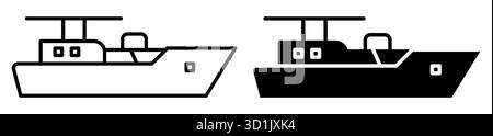 Cette image présente des illustrations en noir et blanc de bateaux, idéales pour les projets de conception nautique. Utilisez ces designs épurés et modernes comme icônes ou artisti Illustration de Vecteur