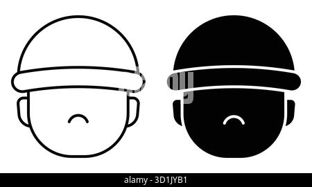 Cette image présente des icônes minimalistes représentant deux personnages tristes dans des styles blanc et noir. Le design met l'accent sur la simplicité et l'expression émotionnelle Illustration de Vecteur