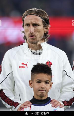 Bergame, Italie. 28 octobre 2025. Luka Modric de Milan a vu lors du match de Serie A entre Atalanta B.C. et A.C. Milan au New Balance Stadium de Bergame. Crédit : Gonzales photo/Alamy Live News Banque D'Images