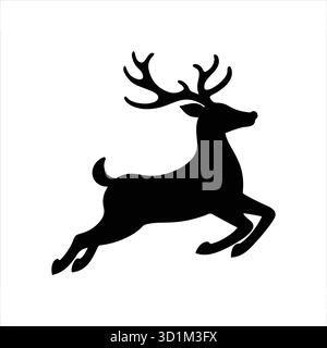 Silhouette de cerf sauteur de Noël Illustration de Vecteur