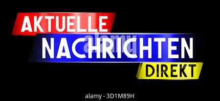 Actualités en direct dans la bannière allemande - illustration 3D. Banque D'Images