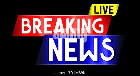 Bannière de nouvelles en direct - illustration 3D. Banque D'Images