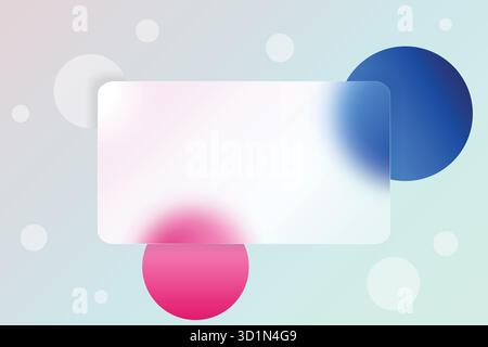 Cadre transparent en verre sur fond dégradé de lumière avec des boules bleues et roses. Modèle moderne de bannière d'affaires. Illustration vectorielle de morphisme en verre Illustration de Vecteur