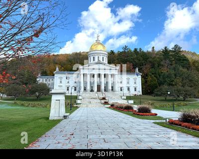 Vue extérieure de la maison d'État du Vermont à Montpelier, Vermont. Banque D'Images