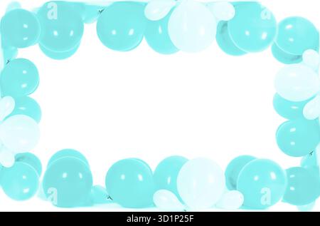 Ballons colorés en forme de cadre isolé sur blanc avec espace copie Banque D'Images