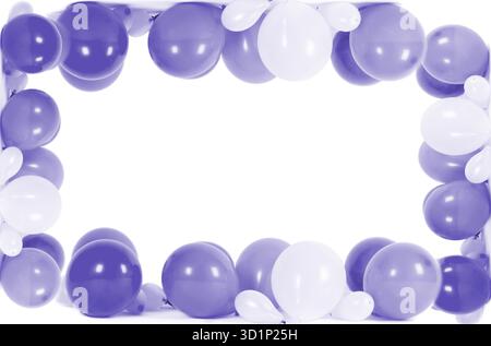 Ballons colorés en forme de cadre isolé sur blanc avec espace copie Banque D'Images