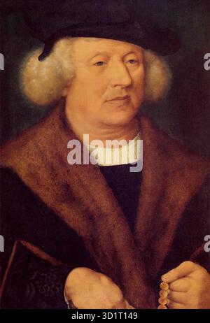 CLEVE, Joos van (né en 1485, Anvers, mort en 1540, Anvers) homme au Rosaire c. 1520 huile sur bois, 58 x 41 cm Musée national, Belgrade --- mots-clés : ------------- Auteur : CLEVE, Joos van titre : Man with the Rosary chronologie : 1501-1550 École : Flamand forme : peinture type : Portrait Banque D'Images