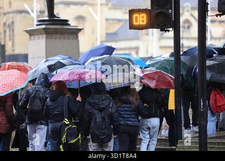 Forte pluie toute la journée à Londres le 29 octobre, Royaume-Uni Banque D'Images