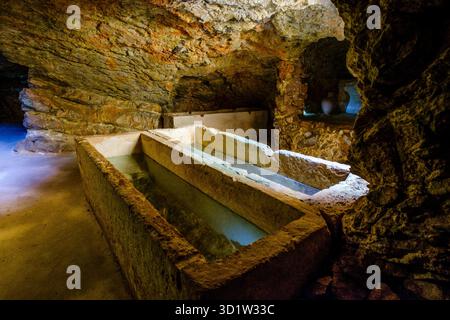 Hypogeum, nécropole punique de Puig des Molins, Musée archéologique d'Ibiza et Formentera, site du patrimoine mondial Ibiza, biodiversité Banque D'Images