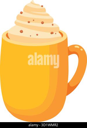 Produit aromatisé saisonnier épice de citrouille, tasse à boire, tasse isolée sur fond blanc. Automne délicieux desserts sucrés ou pâtisseries. vecto coloré moderne Illustration de Vecteur