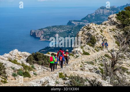 Promeneurs sur le Camí de s'Arxiduc Banque D'Images
