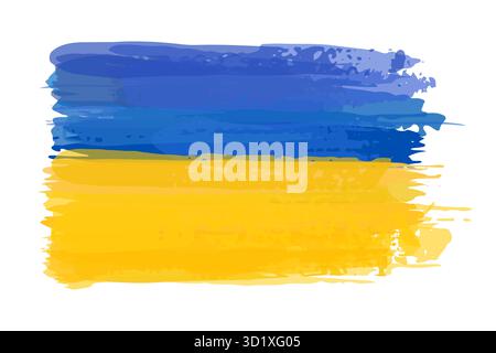 Drapeau grunge peint au pinceau du pays d'Ukraine dans un style artistique Illustration de Vecteur