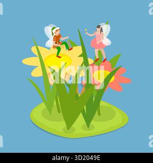 Illustration plate isométrique 3D de conte de fées, Magical Kids World illustration plate isométrique 3D de conte de fées, Magical Kids WO Banque D'Images