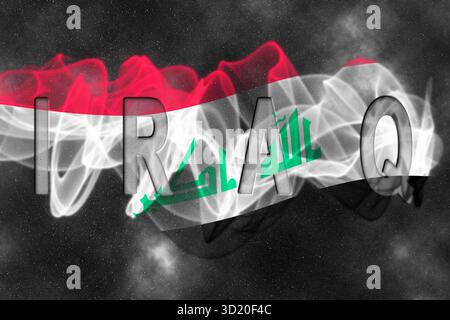 Drapeau irakien avec fond étoilé Banque D'Images