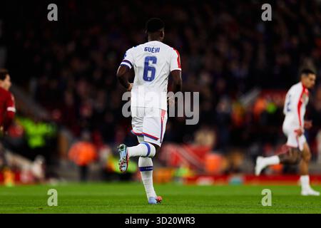 Liverpool, Royaume-Uni. 29 octobre 2025. Marc Guéhi de Crystal Palace lors du match du quatrième tour de la Coupe de Carabao entre Liverpool et Crystal Palace à Anfield le 29 octobre 2025 à Liverpool, Angleterre. (Photo de Koby Abbott/Sports Press photo) crédit : SPP Sport Press photo. /Alamy Live News Banque D'Images