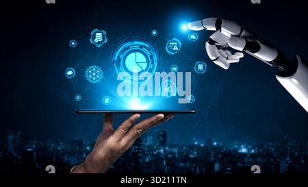 L'analyse des données D'IA fournit des informations prédictives, une modélisation en temps réel et une veille stratégique pour la prise de décision axée sur les données dans les entreprises numériques. Banque D'Images