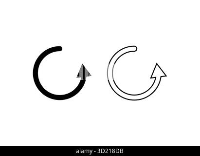 Les flèches circulaires noires rafraîchissent le rechargement ou répètent le symbole rempli et le contour défini parfait pour les icônes Web de conception d'interface ou l'application Illustration de Vecteur