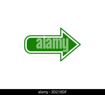 Symbole de vecteur de flèche verte pointant vers le côté droit isolé sur fond blanc représentant la progression du mouvement, la navigation et la croissance Illustration de Vecteur