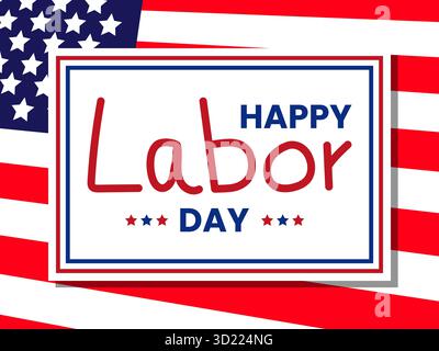 Vecteur de typographie heureux Labor Day sur papier blanc avec des étoiles sur fond de drapeau parfait pour la carte de voeux d'illustration de célébration de vacances Illustration de Vecteur